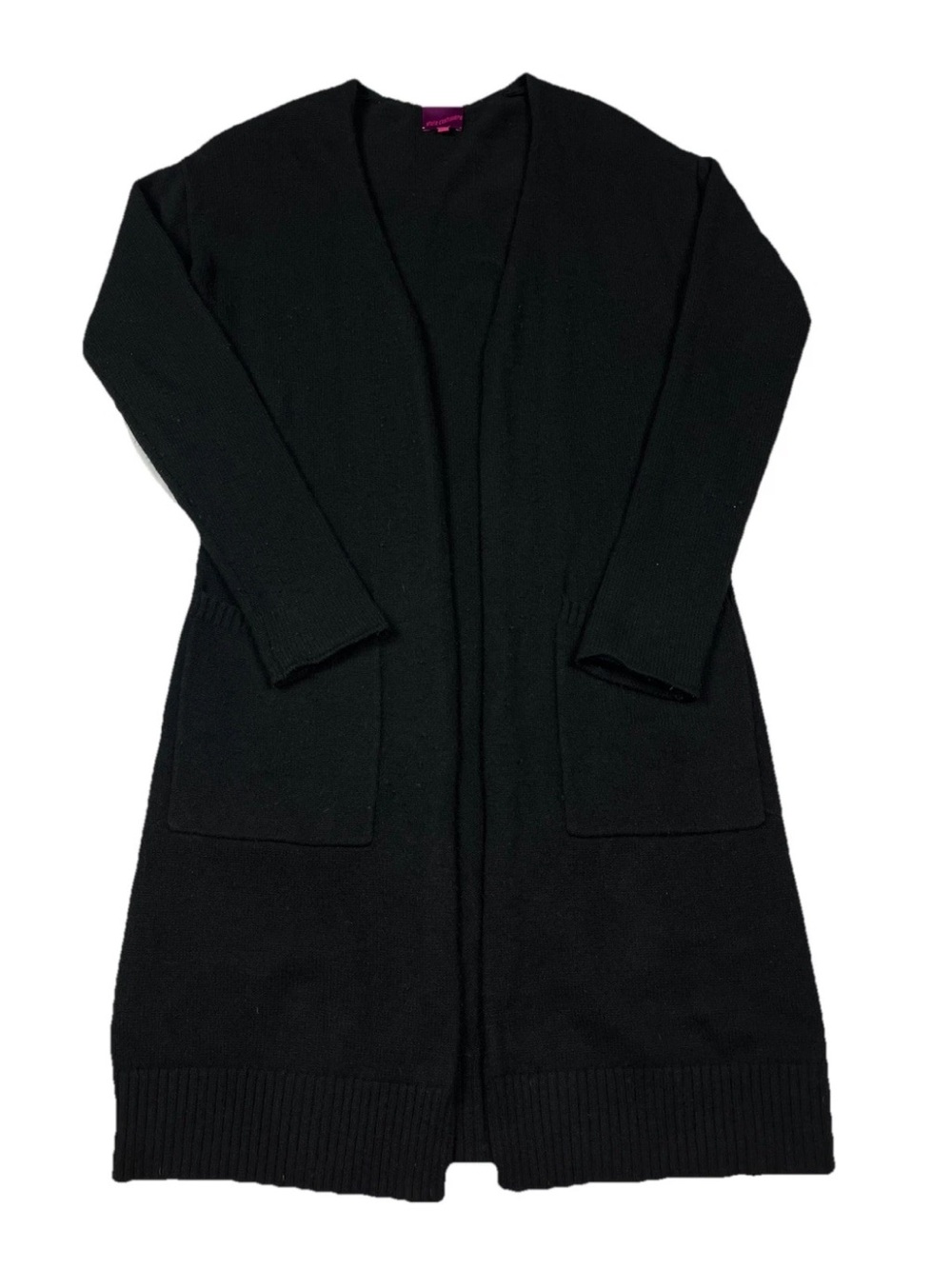 State Cashmere The Open‎ Front Long Cashmere Cardigan with Pockets Black Sz S